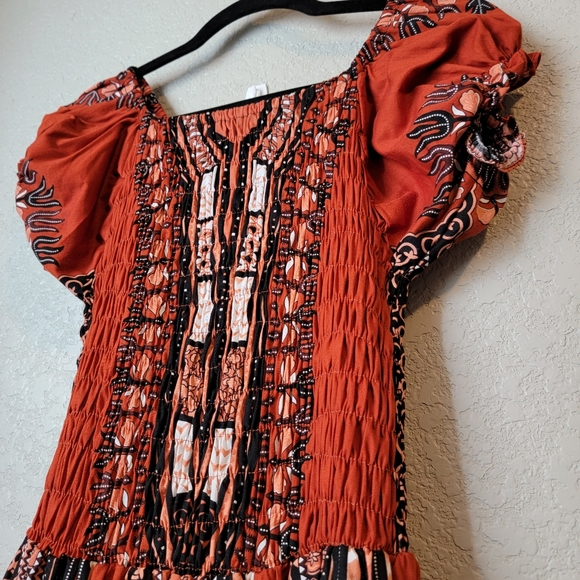 NWOT Orange Aztec Design Elastic Waist Maxi - Picture 2 of 7